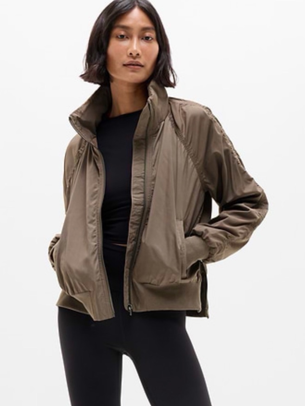 Athleta Olive Green jet set Bomber Jacket